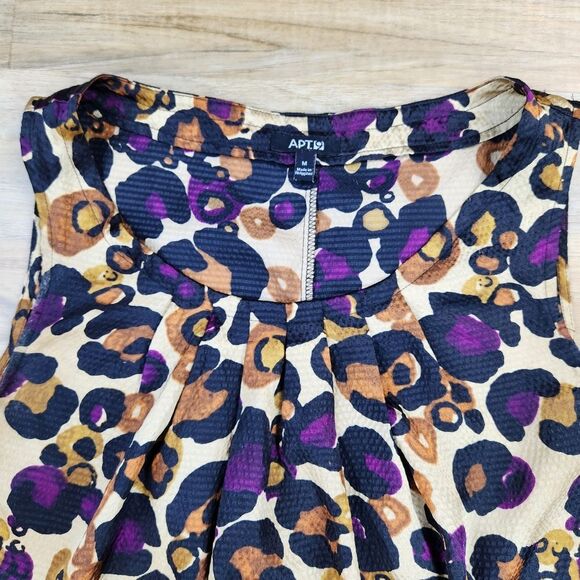 🔺️Apt 9 Metallic Gold, Black, & Fuchsia Print Sleeveless Top Medium - Picture 5 of 12